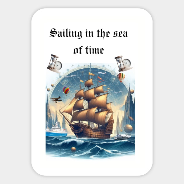 Sailing in the sea of time Sticker by My favorite pets